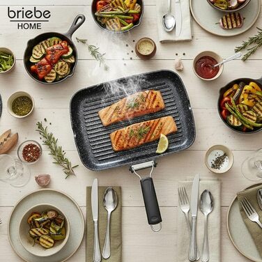 Гриль-сковорода Brieve Black Titanium індукційна, алюмінієва з антипригарним покриттям, складана, 34x24 см