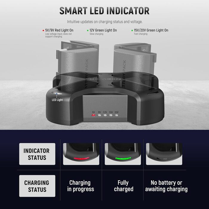 NEEWER LP-E6NH Запасний акумулятор та USB зарядний пристрій, комплект 3 шт., 2250mAh, сумісний з Canon EOS R7, R5, R6, R6 II, 80D, 90D та ін.