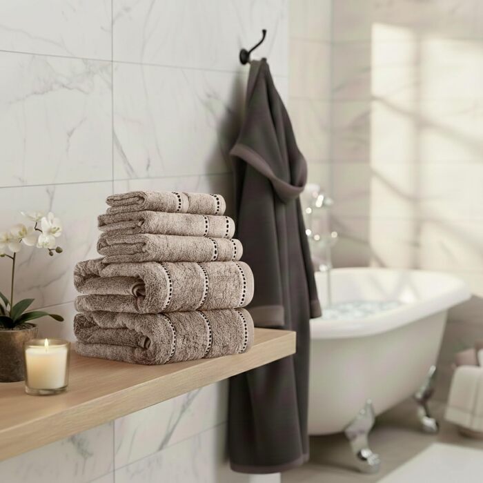 Набір рушників для ванни Lavish Home з бавовни, м'які та швидкосохнучі Zero Twist, 6 предметів (2 банні, 2 ручні, 2 для обличчя), колір тауп