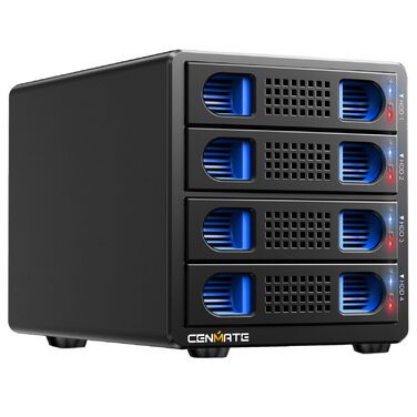 Корпус для жорстких дисків на 4 відсіки з вентилятором для 2.5/3.5' SATA HDD/SSD з USB A/C 3.0 та eSATA кабелем, підтримка Hot-Swapping, 80TB, DAS (без RAID/NAS)