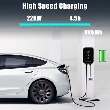 Кабель для зарядки електромобіля Schuko, 3.5kW, 6-16A з цифровим дисплеєм, для Tesla Model 3/Y, Peugeot 3008/508, Citroen C5X, DS7, GLA, Q3, X3 (22kW 32A)