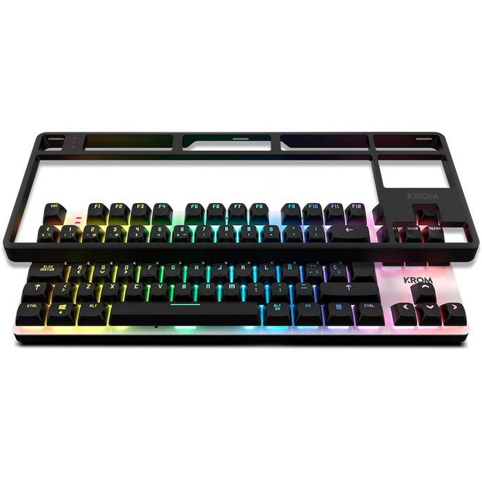 KROM Kabala – Бездротовий ігровий набір з мембранної клавіатури RGB Rainbow, 6 антиблінгуваних клавіш, оптична миша 800-4800 DPI, іспанська розкладка, сумісний з ПК (Kernel Pro Spanish)