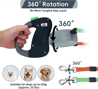 Автоматична висувна собача шлейка Makife Dual Doggie - 3м для малих та середніх собак, 15 шт. пакетів для збору відходів