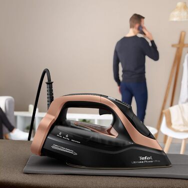 Tefal Ultimate Power Pro Steam Iron, 3200 Watts, Continuous Steam Output 85 g/Min., Steam Boost, Pump System, 2 Steam Levels, Stain Protection, Black/Bronze, FV9E50E0