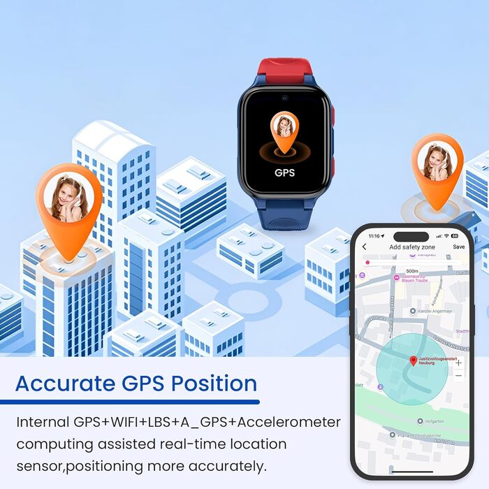 Дитячий розумний годинник LAGENIO K9 з GPS, 4G, AMOLED-дисплеєм та функцією відеодзвінків. Підходить для дітей від 6 років. Водонепроникний (IP68), з будильником та шкільним режимом.