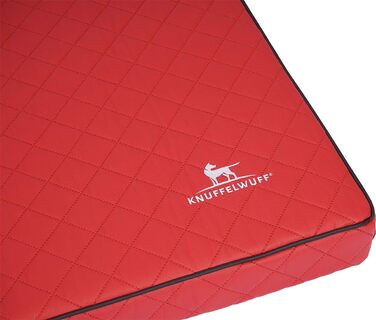Ортопедичний лежак для собак Knuffelwuff Juna з міцного лазерного штучного шкіряного покриття, 78x65 см (136x84x9 см), червоний