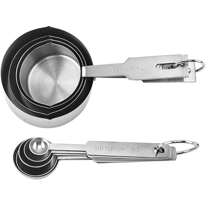 Measuring spoon, square handle, measuring cup, measuring spoon, kitchen for cooking (silver)