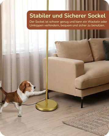 Стійка лампа EDISHINE для вітальні 160 см, аркова лампа сучасного дизайну з регульованим бежевим абажуром з льону, LED E27 лампочка в комплекті, настільна лампа для спальні, дитячої кімнати (Золота)