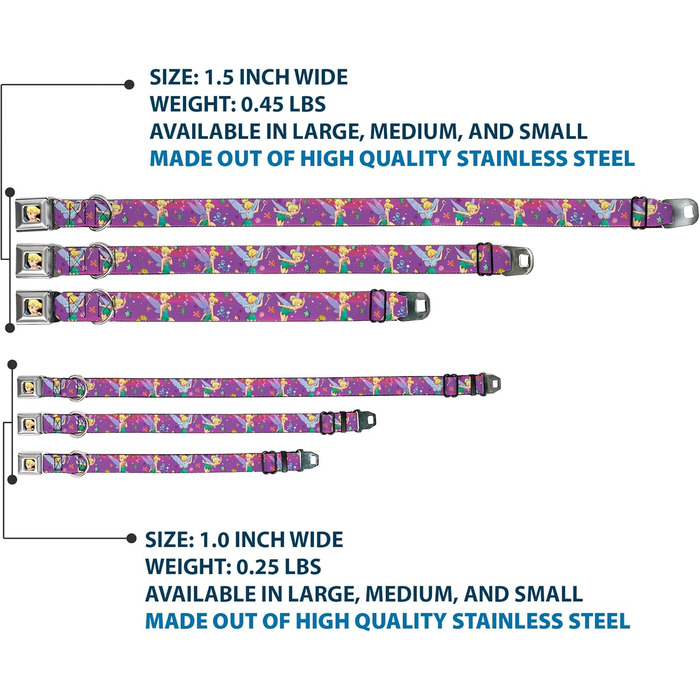 Нашийник для собак з кріпленням для безпеки в авто, фіолетовий, 9-15 дюймів, ширина 2.5 см