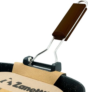 Zanetti сковорода-гриль 20x20 см з алюмінію з товстим дном, для індукційних плит, зі складний ручкою