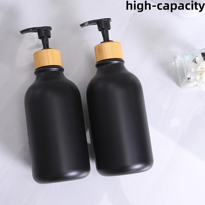 Набір аксесуарів для ванної кімнати, 9 шт., бамбук, матовий чорний (відро, дозатор мила, тримач зубних щіток, щітка для унітазу, контейнер для ватних паличок, мильниця)