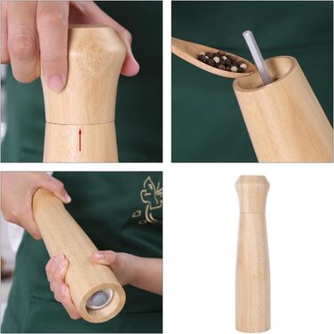 Набір дерев'яних мельниць для солі та перцю KKC з регульованим керамічним механізмом, 10 дюймів (гума)