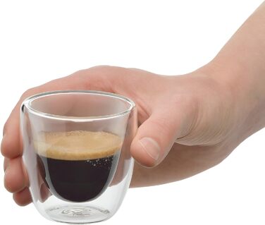 WMF Culture Double-Walled Espresso Cups Glass Set, 6-Piece, Double-Walled Glasses 80ml, Floating Effect, Thermoglass, Heat-Resistant Espresso Glass