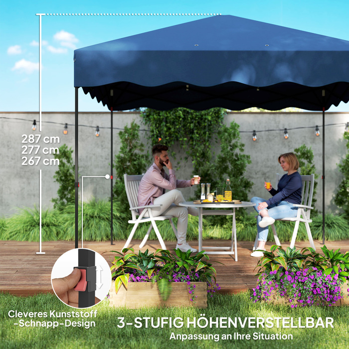 Outsunny Gazebo approx. 3x3m, water-resistant, stable, winter-proof, pop-up folding gazebo with UV protection 50+, foldable party tent, garden tent with carry bag, garden gazebo for camping and garden, Dark Blue | Aosom