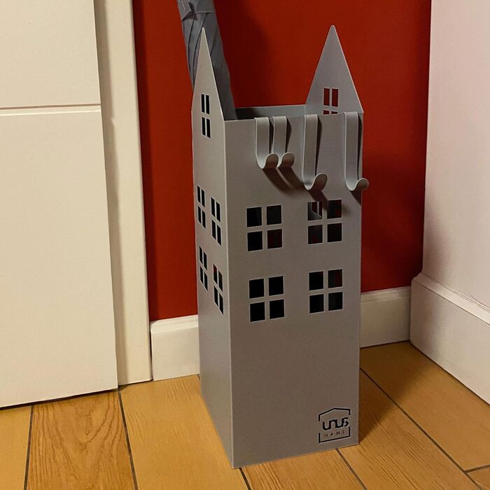 Стійка для парасоль з піддоном для води UNUS, 4 гачки, 16x16x49 см (Сірий, для дому)