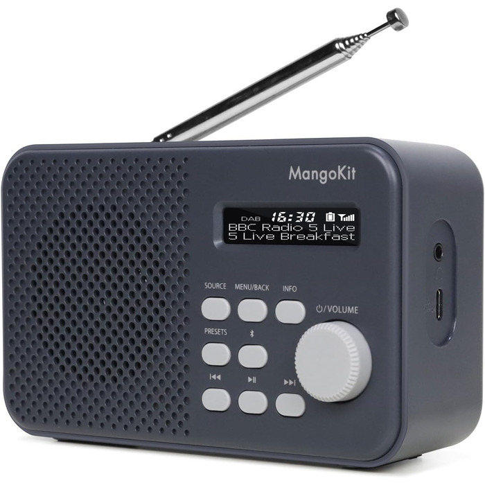 MD5 Портативне DAB радіо зі стерео звуком, Bluetooth 5.3, 2.4