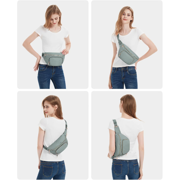 Сумка на пояс для жінок та чоловіків, сіра. Стильна сумка-шоппер з 4 кишенями на блискавці та регульованим ремінцем. Ідеально підходить для подорожей та піших прогулянок. (Запатентовано)