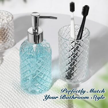 Набір аксесуарів для ванної кімнати, 4 шт., прозоре скло, повний комплект, дозатор для мила та тримач для зубних щіток, Бохо, сучасний декор