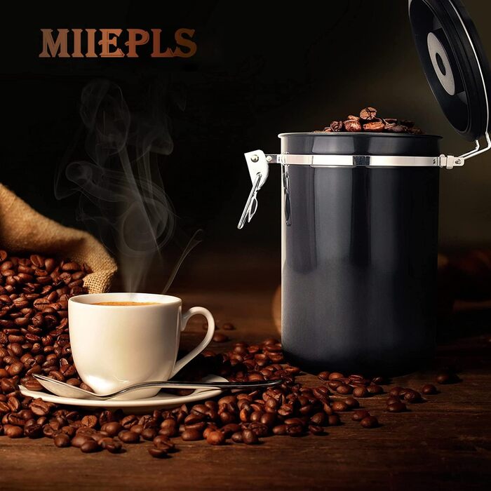 Кавова банка з нержавіючої сталі Miepls, вакуумна, 1,8L, зберігає каву свіжою