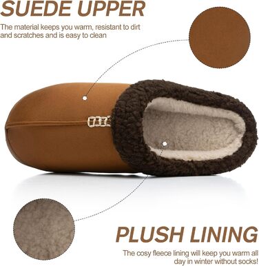 Чоловічі халапи з замші з меморі-піною, для дому та вулиці, теплі зимові халапи з антиковзкою підошвою, подарунок для чоловіка, тата (Колір: коричневий, розмір: 47/48 EU)