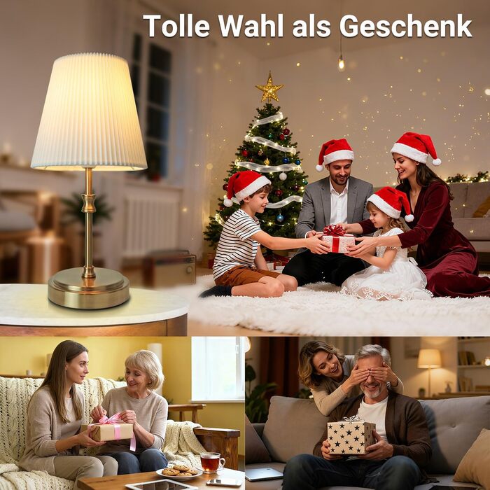 Настільна лампа Touch з регулюванням яскравості, 31.5 см, золото. Ідеально для спальні, вітальні, як подарунок на Різдво.