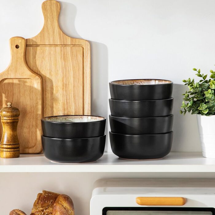 Набір посуду Steingut 24 шт. vancasso AMBER: 6 обеденних, десертних та супових тарілок, супові миски, реактивна глазур, безпечний для миття в посудомийній машині