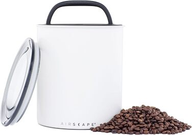 Airscape Coffee Storage Canister (1.1 kg dry beans) – large kilogram-sized container, patented airtight lid presses air out to preserve food freshness (white)