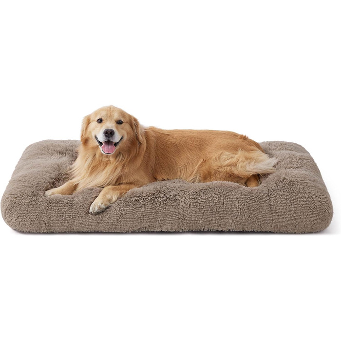 BEDSURE М'яке ліжко для собак великих порід - 104x69x8 см, зручне та миється, з антиковзною основою (119x74x8 см, Колір: верблюжий)