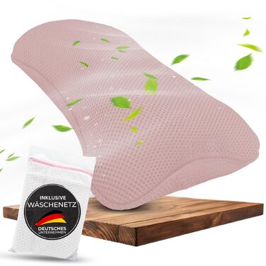 Подушка для ванни з сіткою для прання - Максимальний комфорт та релаксація з технологією Air Mesh. Подушка для ванни з 4 міцними присосками. Підтримка шиї та голови (рожева)