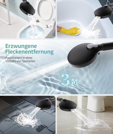 Душова лійка SR SUN RISE з фільтром, шланг та картриджі, 9 режимів, високий тиск, для жорсткої води, видаляє хлор, важкі метали, бактерії, чорний колір