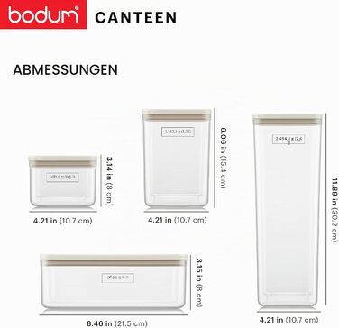 Набір контейнерів для зберігання Bodum CANTEEN 12 шт. прозорі, білі - BPA-free, для мийки в посудомийній машині, штабельовані