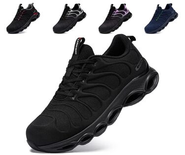 Черевики робочі з металевим підноском LARNMERN для чоловіків та жінок. Легкі, комфортні, кольорові, розмір 42.5 EU, чорний.