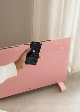 Електричний конвектор CREATE/WARM Crystal 2000W з WiFi, скло, пастельно-рожевий, LED-touchscreen, 2 режими