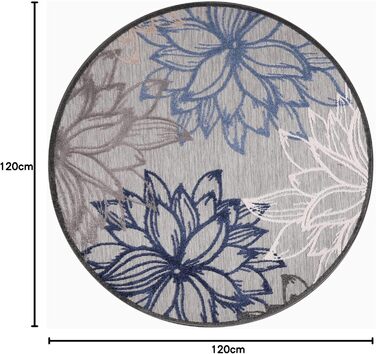 Килимок Impression Outdoor - вологостійкий, для балкона, тераси, саду, дому (120 см, сіро-блакитний)