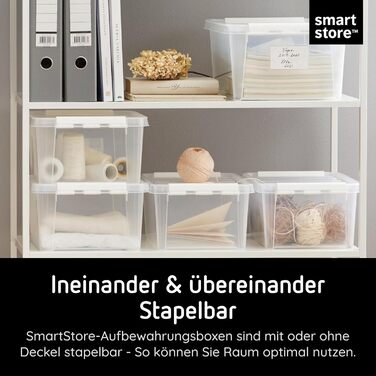 SmartStore - 10x Storage Box with Lid Classic (40x30x11cm) | Stackable Box with Lid | Food-Safe Plastic Box | Plastic Box with Lid & Reinforced Corners | 10-Year Warranty (31 L, 6-Piece Set)