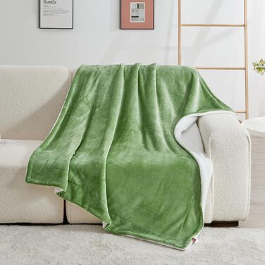 Плед Sherpa з двостороннього флісу, теплий плед для дому, дивана/крісла, 150 x 200 см, колір салатовий