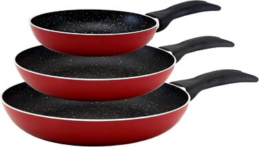 San Ignacio PK125 Set: Pressed Aluminum Frypans - Ø 16, 20, and 24 cm. 3-Piece Frypan Set, Aluminum, Black 16/20/24