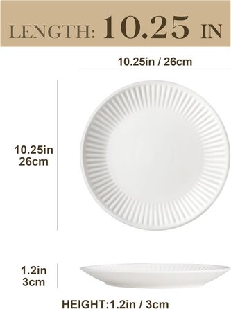 Набір посуду MALACASA LEILA на 6 осіб, 24 предмети: тарілки, миски, посуд з порцеляни з ручним рельєфним дизайном, безпечний для мікрохвильової печі та посудомийної машини, білий