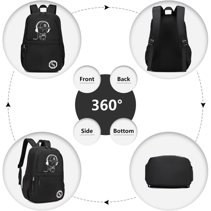 KONO Рюкзак для школи 3-в-1, Набір: рюкзак, сумка через плече, пенал, для ноутбука 15.6