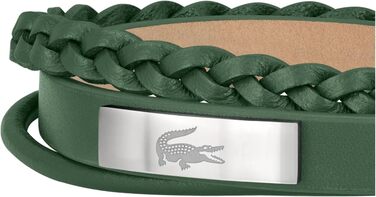 Браслет Lacoste Fusion для чоловіків: шкіряний браслет (зелений) з гравіюванням з нержавіючої сталі