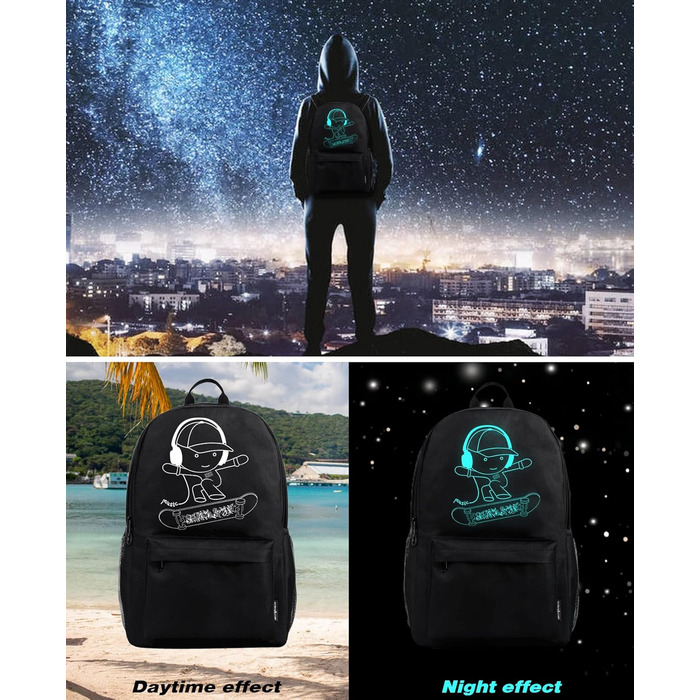 Шкільний рюкзак для хлопчика BSTcentelha з USB-портом та зарядкою, чорний