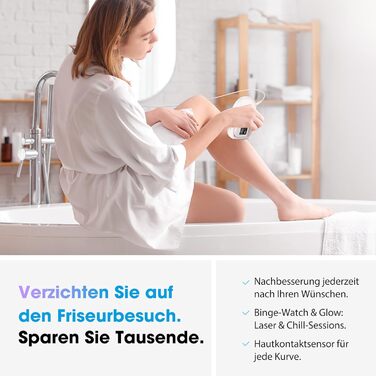 Пристрій для епіляції IPL Haarlosy з охолодженням, 5 рівнів потужності, 999,900 імпульсів світла, для жінок та чоловіків, обличчя, під пахвами, ноги, тіло (білий)