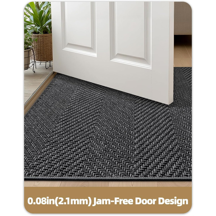 Килимок для дому COLOR&GEOMETRY 43x76 см, сірий, машинне прання, неслизький, для входу, вбираючий, для передпокою, коридору