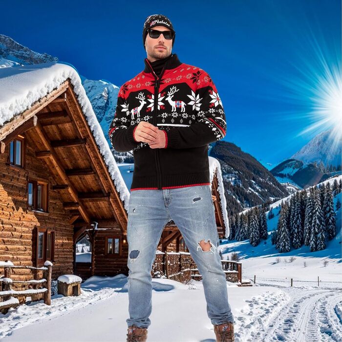 Чоловіча в'язана жилетка Nebuus SVERRE, тепла та практична жилетка (S, чорно-червоний)