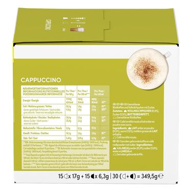 Кавові капсули NESCAFÉ Dolce Gusto Cappuccino, 30 капсул (набір 3 упаковки), 349.67 г