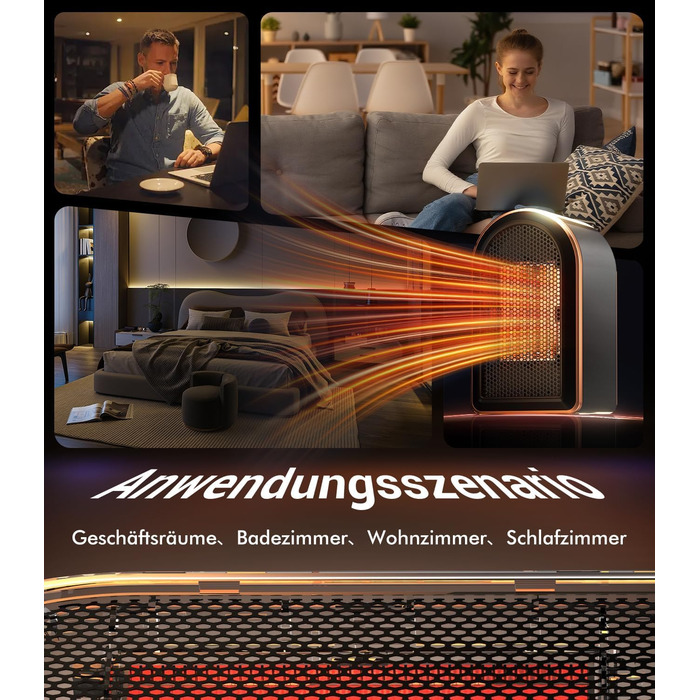 Керамічний обігрівач Mini Heizlüfter Neu Upgraded - компактний електрообігрівач для дому, офісу, кемпінгу (чорний)