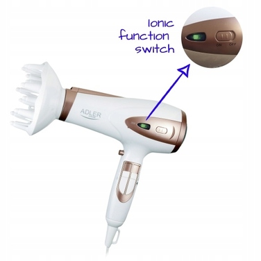 Потужний фен для волосся з іонізацією, дифузором, регулюванням потоку повітря та режимом холодного обдуву