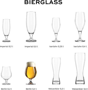 Набір пивних келихів Stölzle Lausitz Berlin 6 шт, 390 мл - для Pilsner та іншого пива, кришталь, Німеччина