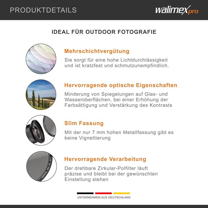 Поляризаційний фільтр Walimex pro Zirkular Slim 55mm (з чохлом) для об'єктивів 55mm