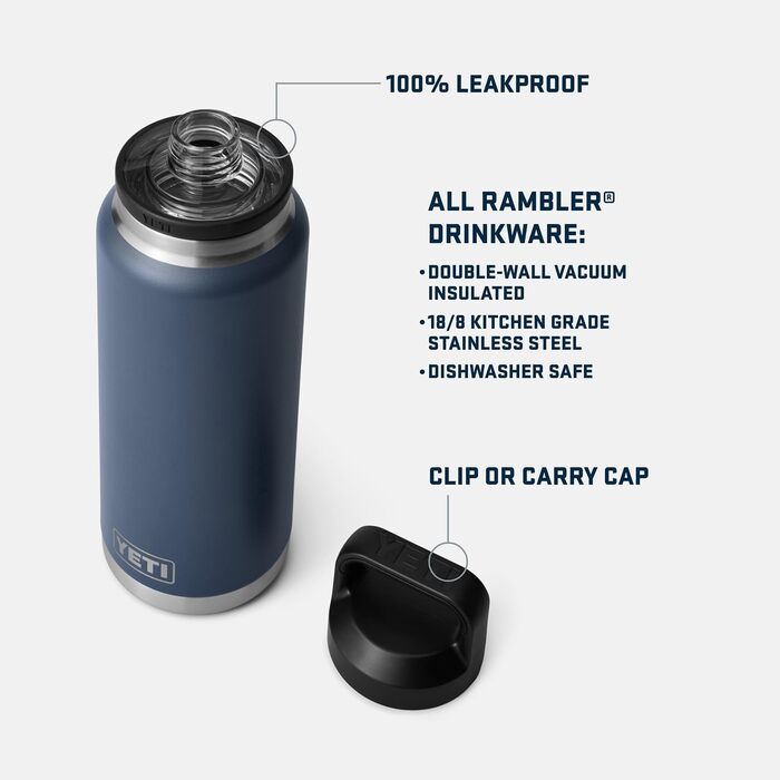 Термос-пляшка YETI Rambler 1 л, вакуумна ізоляція, нержавіюча сталь, герметична кришка з носиком, колір Антрацит
